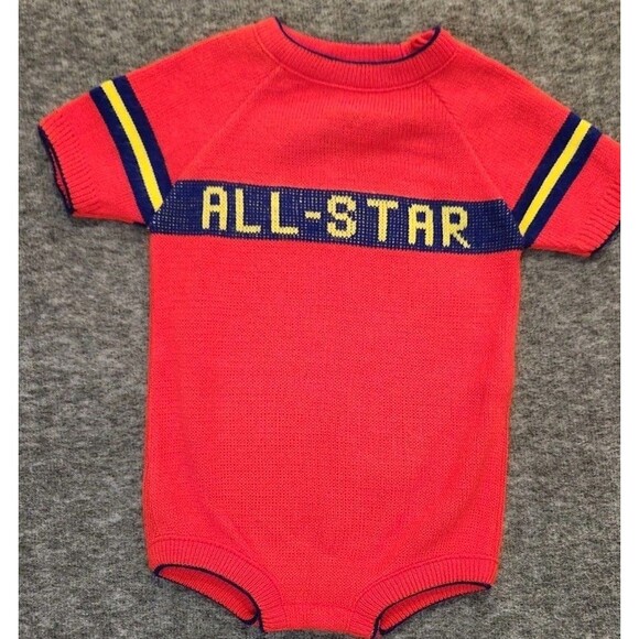 All-Star 18 Month A Little Angel Knit Sweater One Piece Red Blue Vintage - Picture 13 of 13